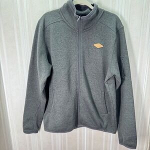 Merrell Gray Knit Sweater Fleece Full Zip Jacket Mock Neck Size L Outdoor Active